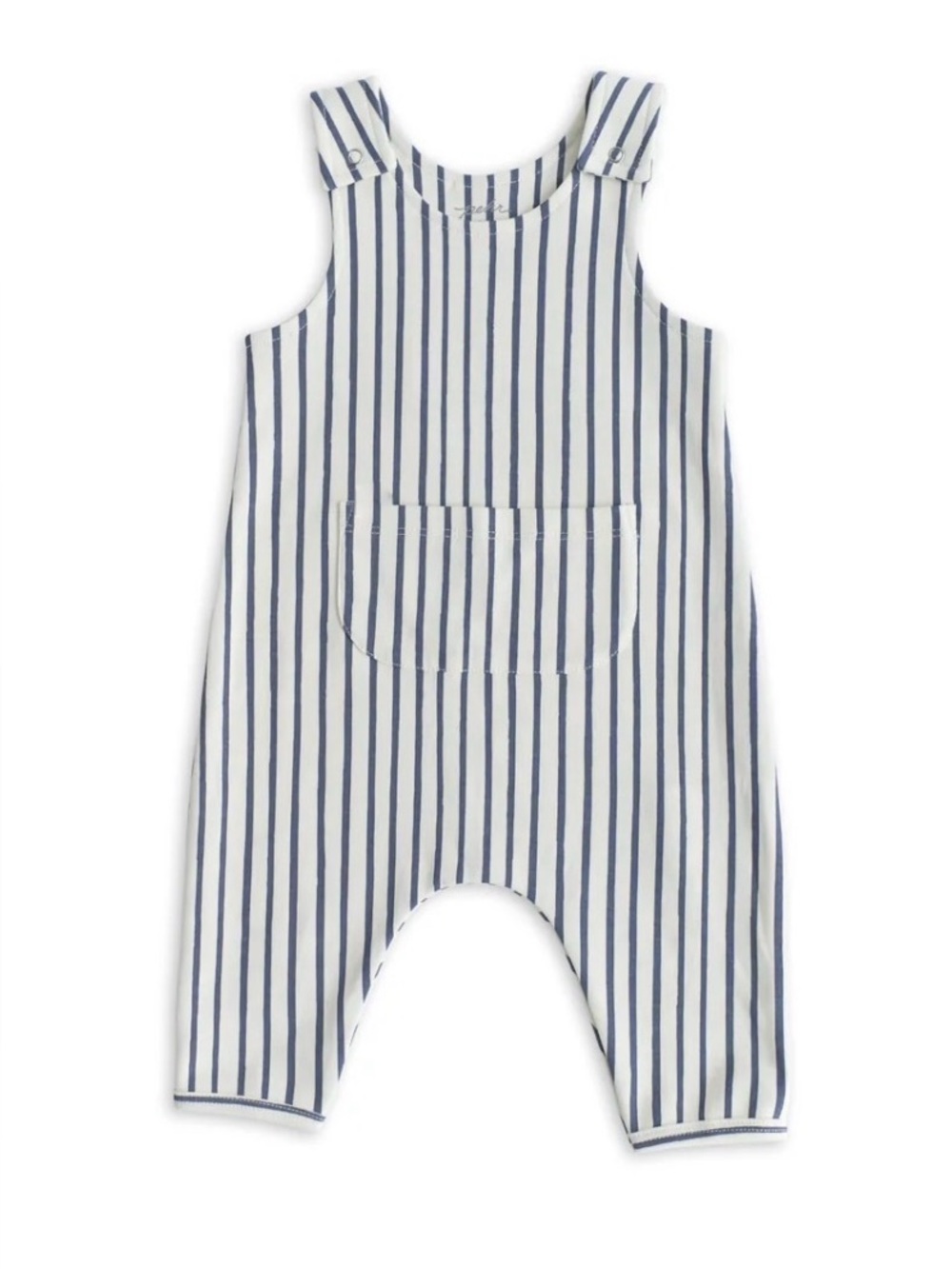 PEHR Stripes Away Organic Cotton Overall in Gray - 12-18M